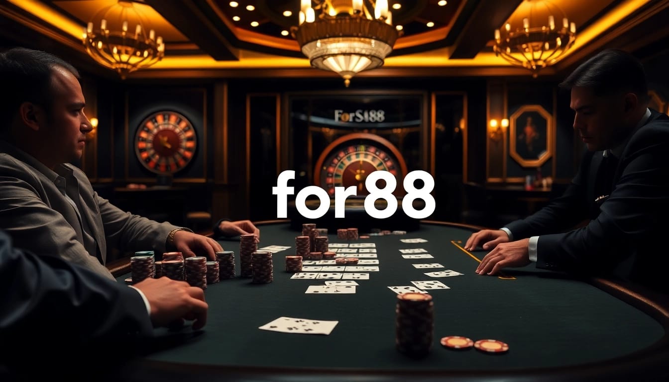Experience high stakes with for88 đăng nhập at this elegant poker table, showcasing excitement and luxury in gambling.