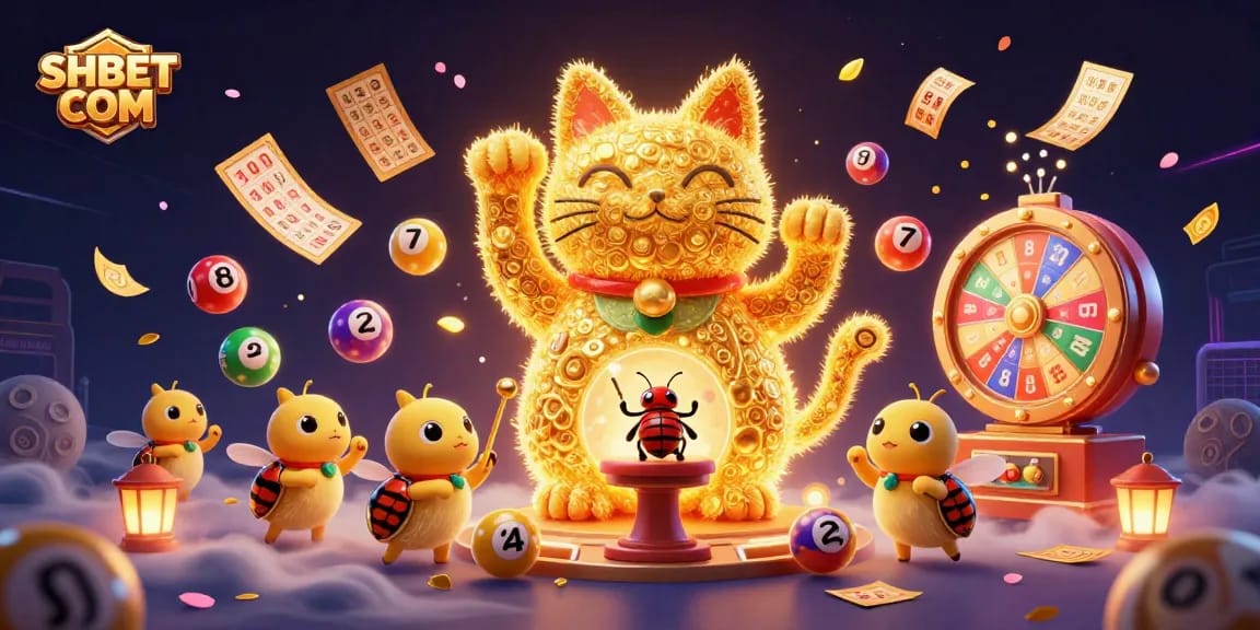 Experience the excitement of winning with SHBET COM in a vibrant casino-themed illustration.