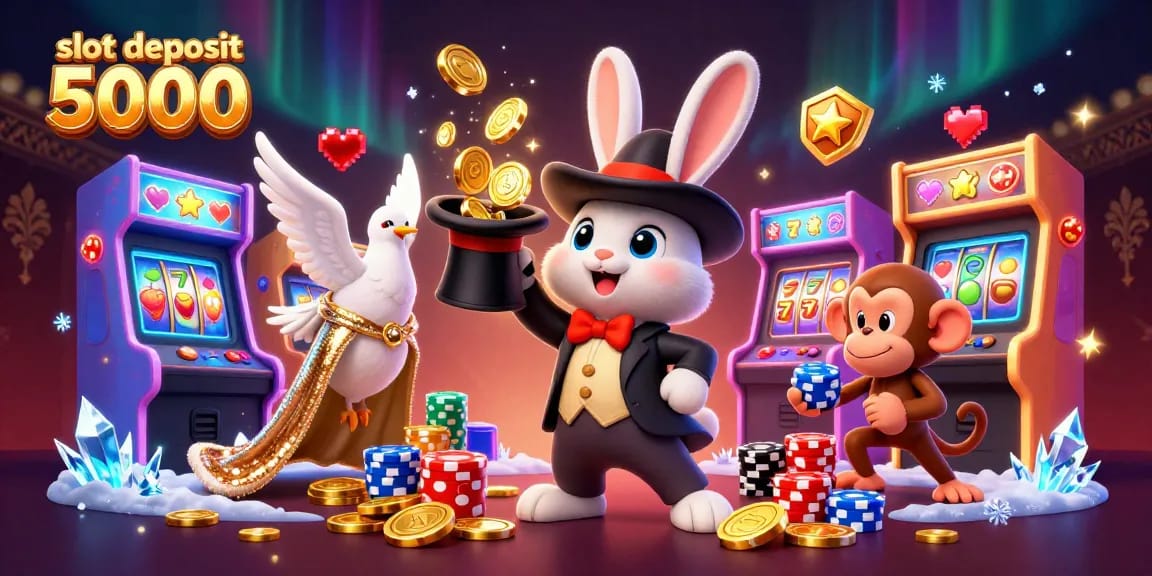 Experience thrilling wins with slot deposit 5000 in this colorful 3D casino scene featuring iconic characters.