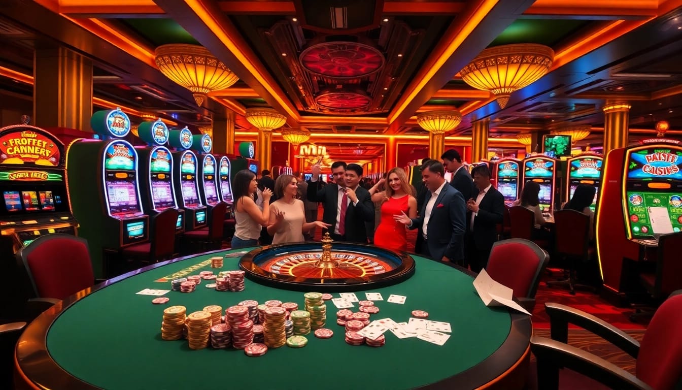 Experience the thrill of betting at bet88 with colorful casino tables and vibrant slot machines.
