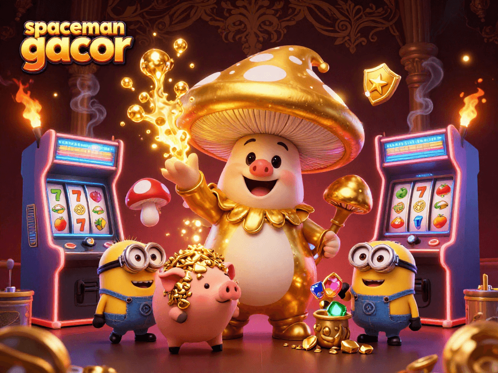 Engage in the excitement of spaceman gacor with our vivid 3D illustration of casino-themed magic and treasures.