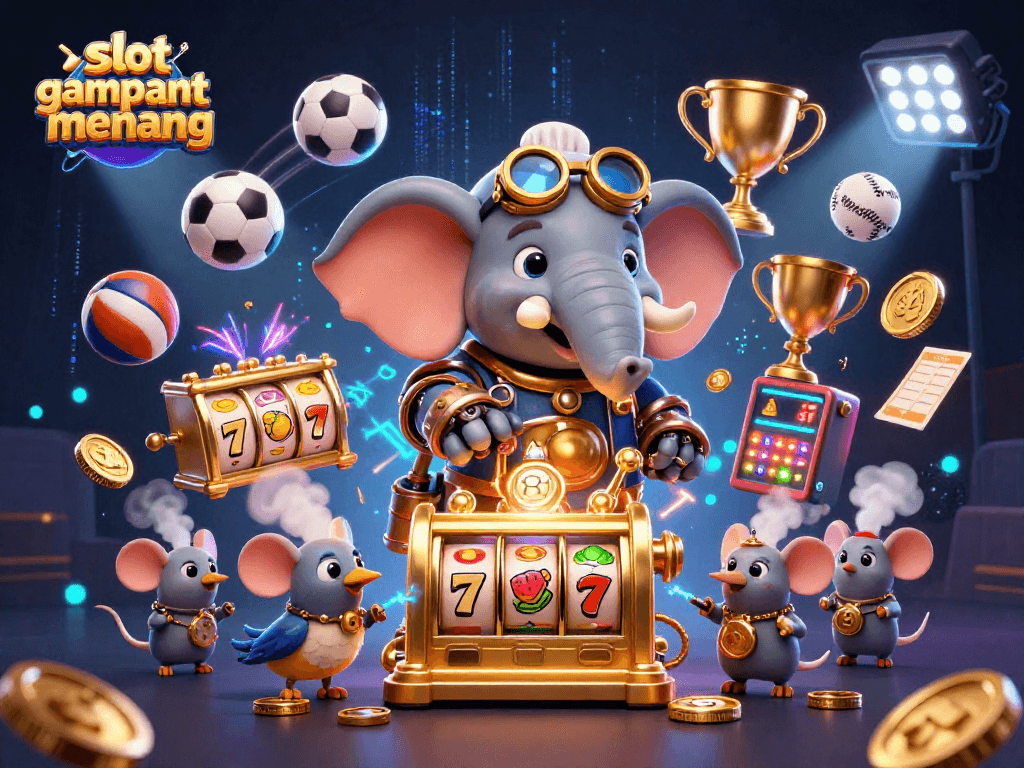 Experience the excitement of slot gacor gampang menang in this dynamic 3D illustration featuring slots and games.