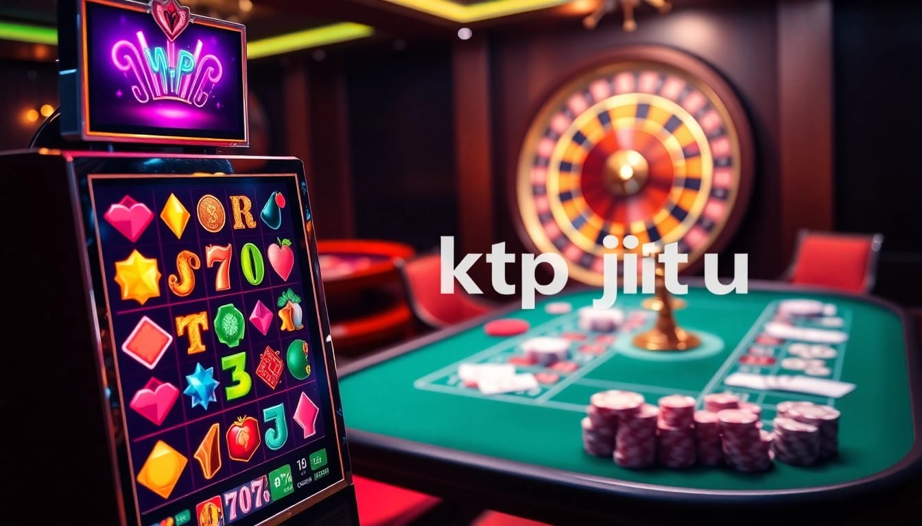 Experience exciting gameplay with ktp jitu at a premium online slot machine surrounded by casino elements.