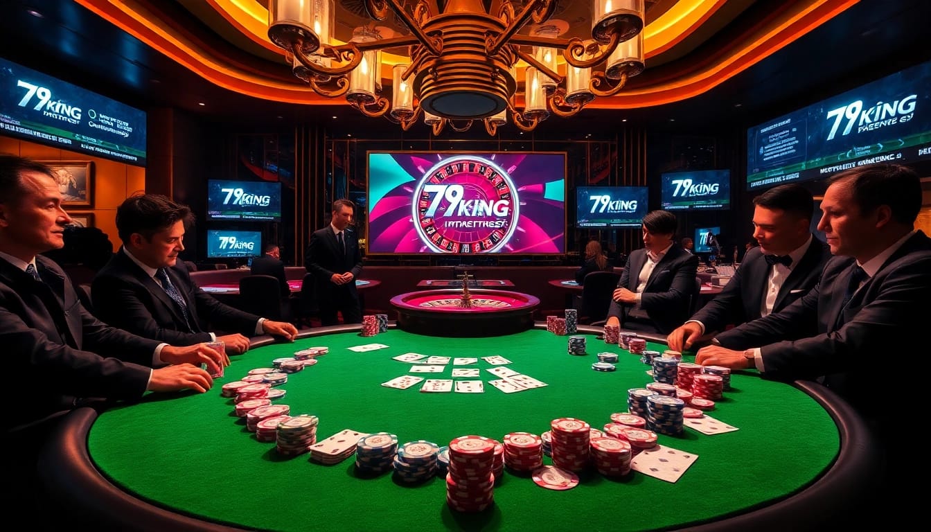 Engage in thrilling poker action at 79king with vibrant chips and exciting gameplay.