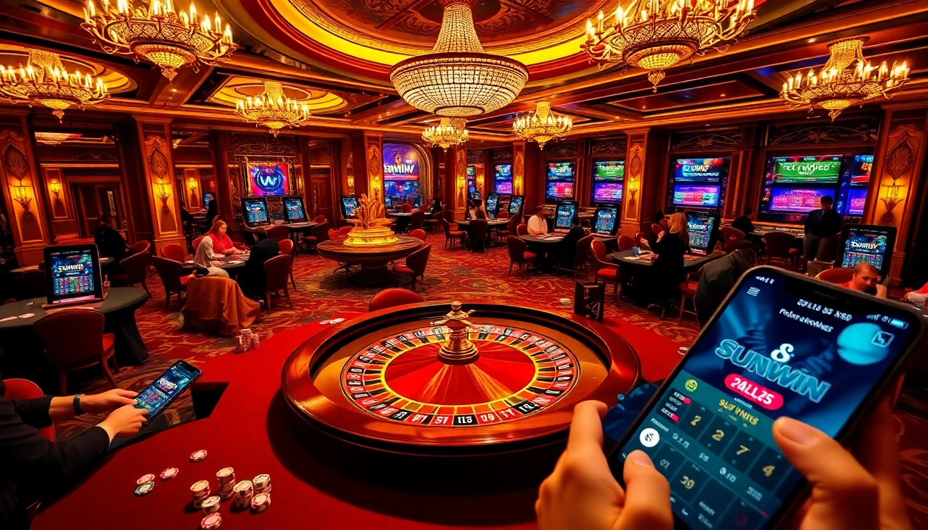 Experience the thrill of gambling at Sunwin with vibrant casino tables and exciting gaming action.