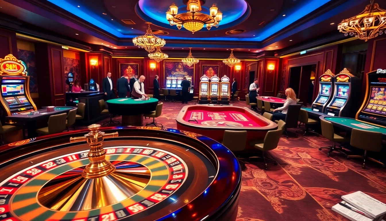 Players enjoy roulette and poker at the luxurious 88I casino, highlighting excitement and skill.