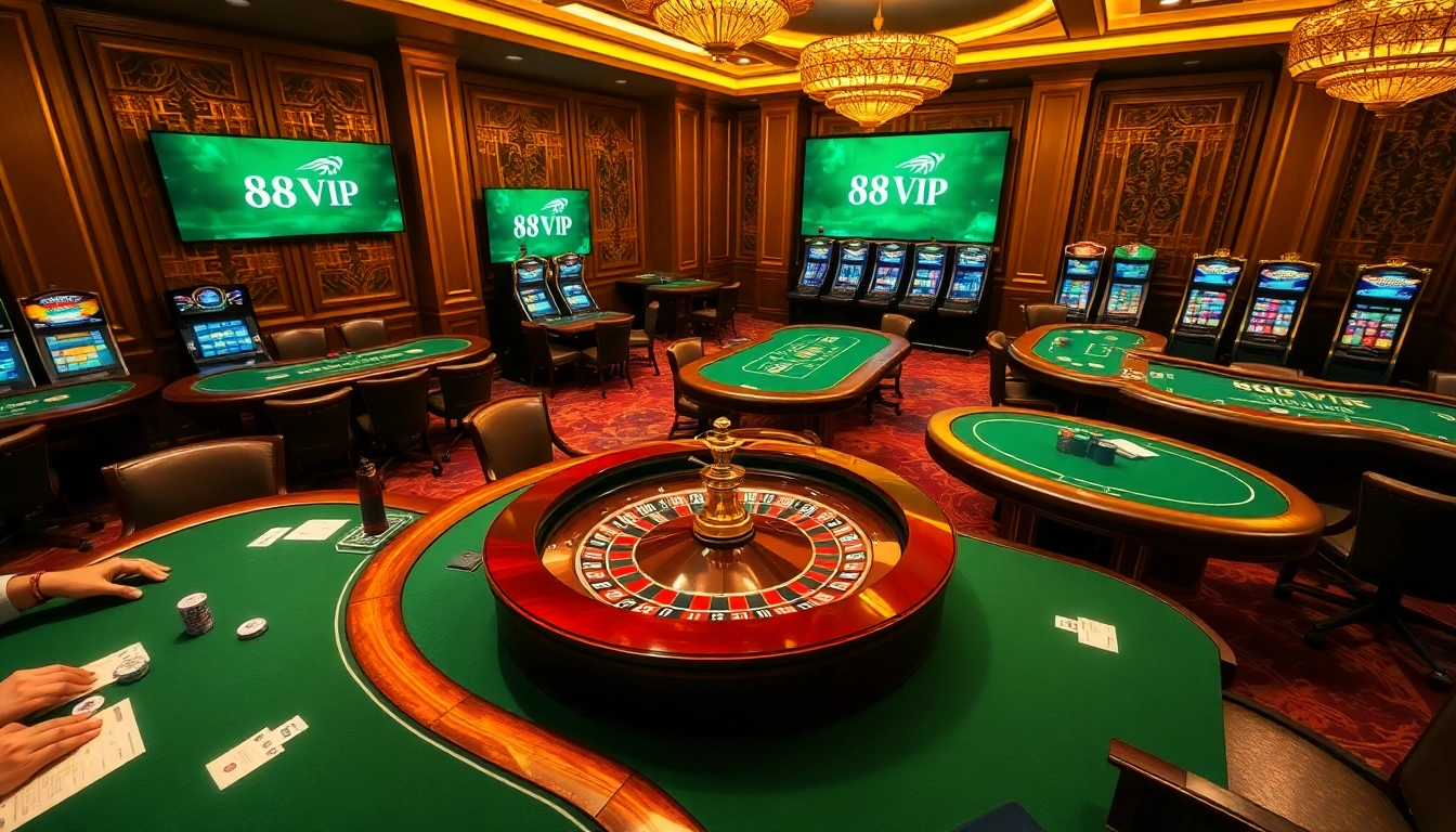 Experience thrilling gameplay at 68VIP casino with poker chips and roulette action.