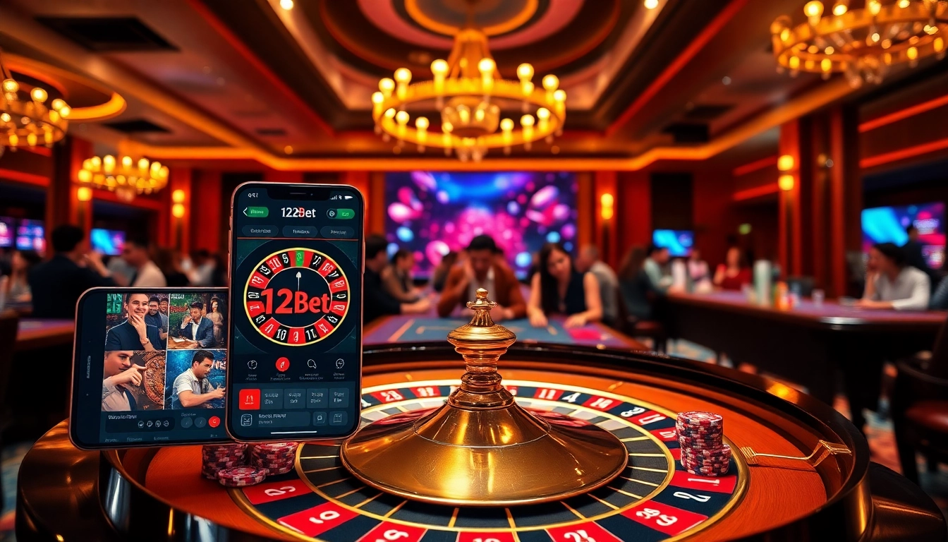 Experience ink vao 12bet on a luxurious casino table with vibrant poker chips and roulette.