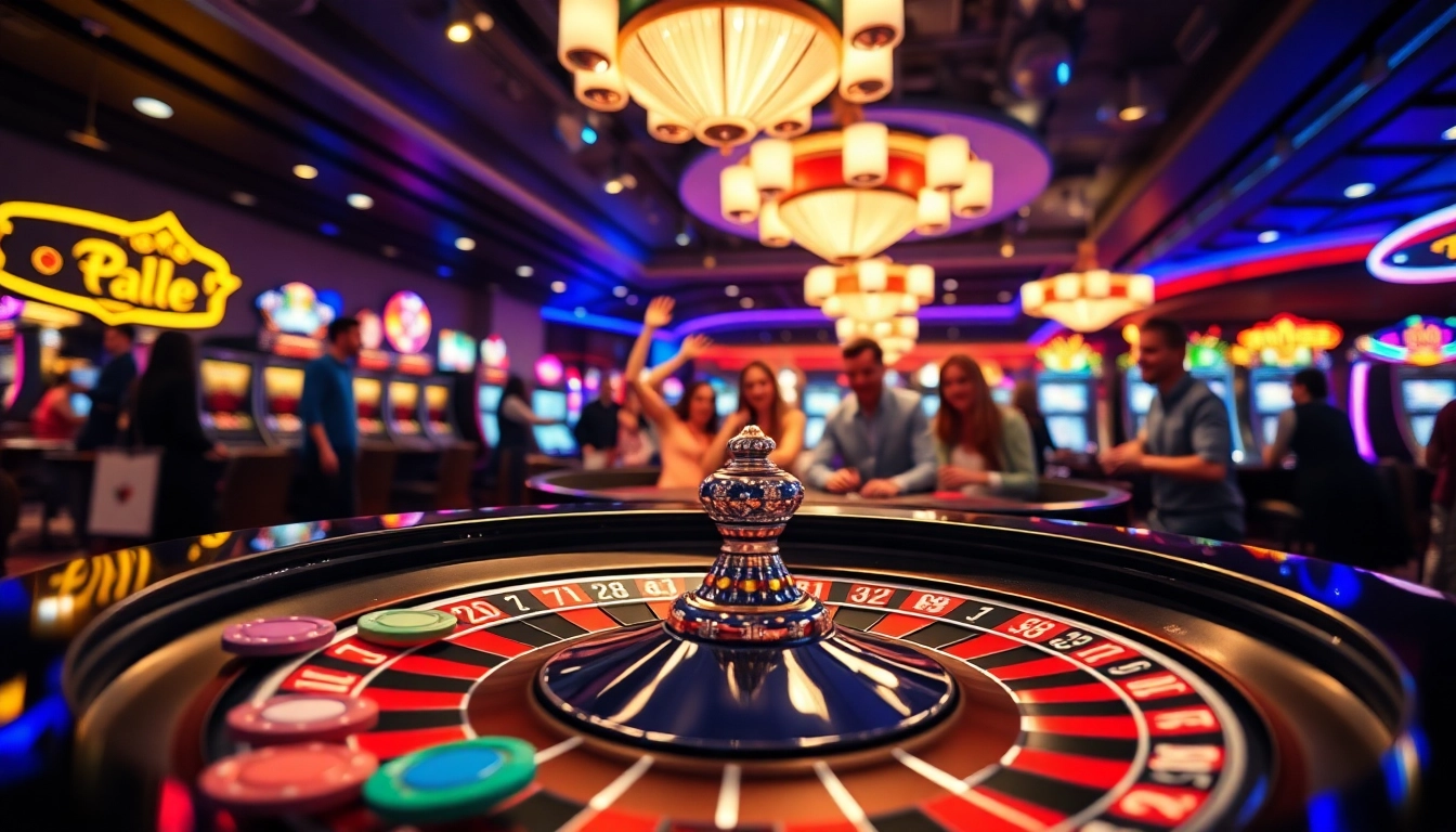 Faszination von casino spiele.de zeigt fröhliche Spieler an einem Roulette Tisch mit spannenden Chips.