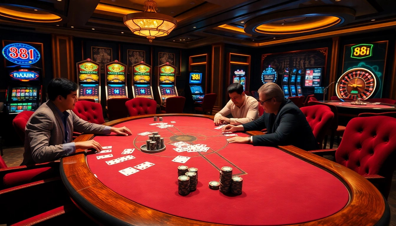 Gambling at a luxurious poker table showcasing the excitement of 88i casino games.