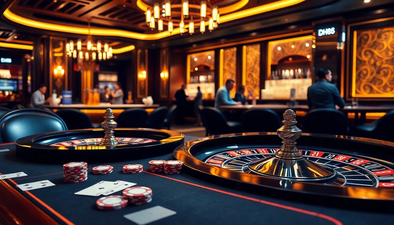 Experience high-stakes excitement at DH88 casino with vibrant gaming tables and luxury atmosphere.
