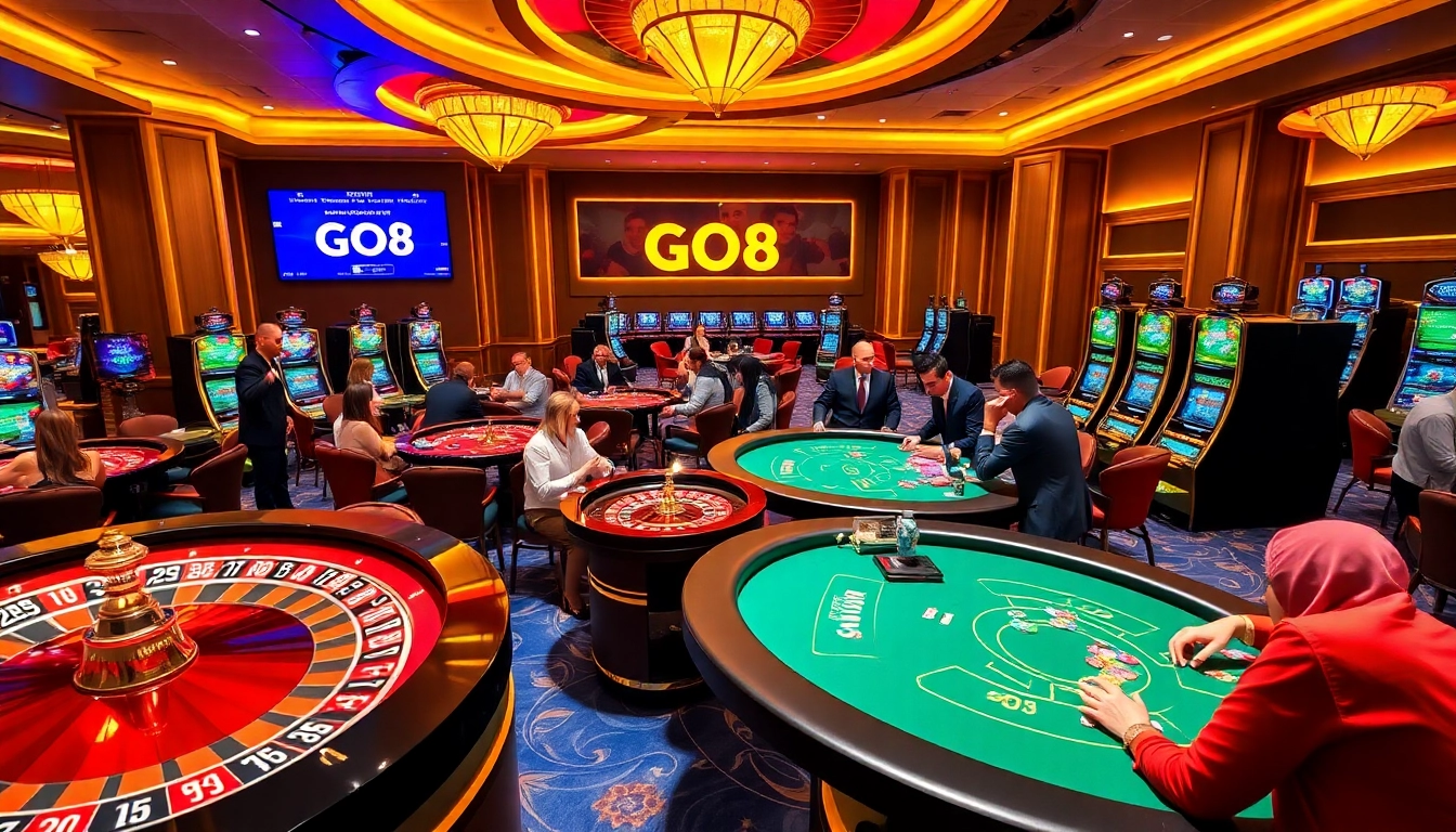 Players enjoying various games at the GO8 casino, showcasing excitement and interaction.