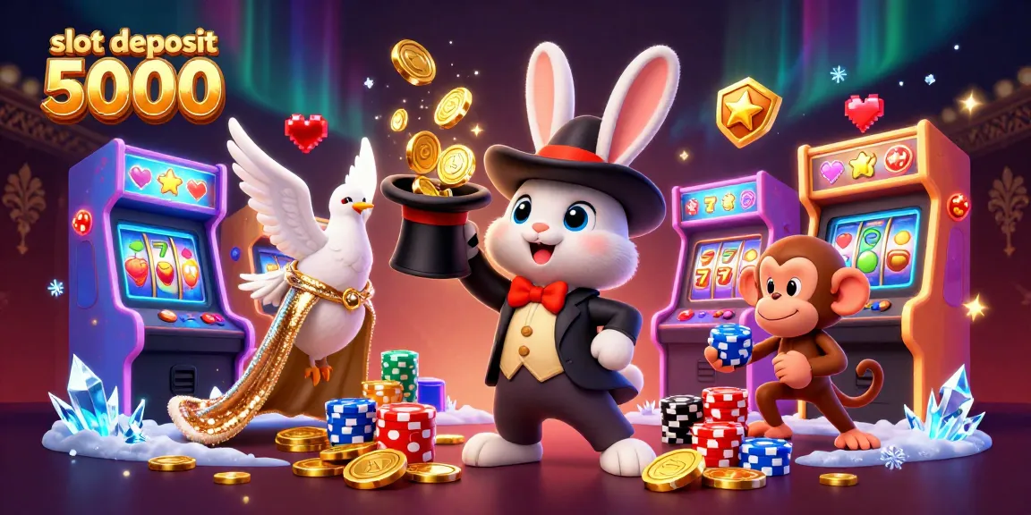 Experience thrilling wins with slot deposit 5000 in this colorful 3D casino scene featuring iconic characters.