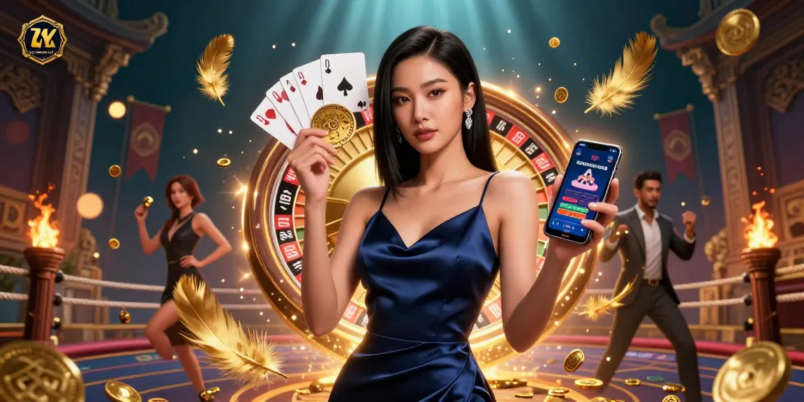 Engage with ty le keo nha cai for strategic betting insights, featuring a confident Asian woman in a casino setting.