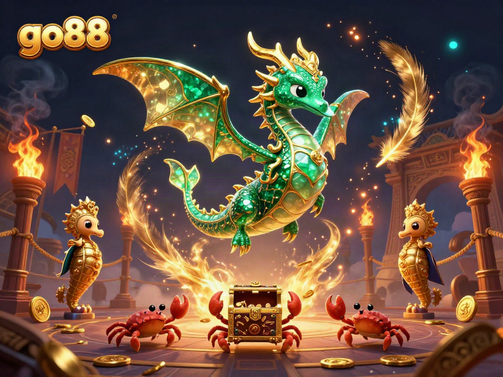 Engage in thrilling action with go88 featuring a majestic sea dragon and game elements.