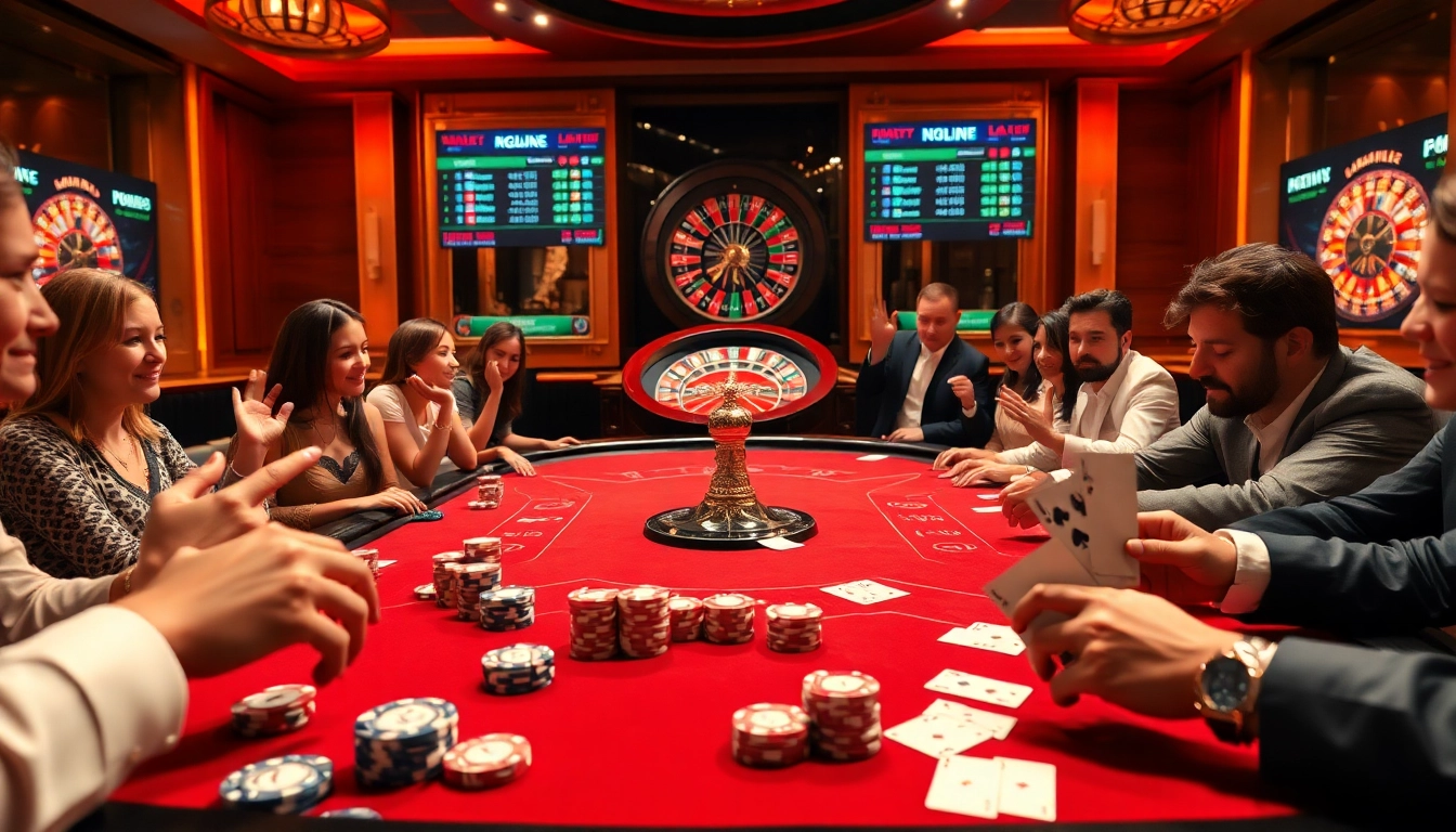 LC88 gaming table filled with excited players enjoying a thrilling casino experience.