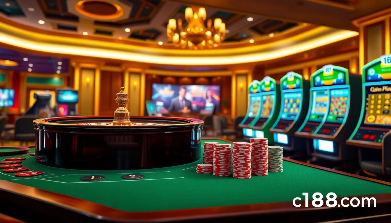 Experience thrilling gameplay at C168 com with enticing casino tables and vibrant slot machines.