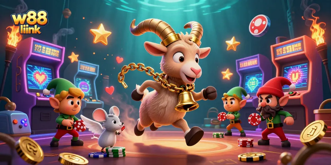 Experience thrilling action with w88 link at a festive casino led by a Krampus goat.