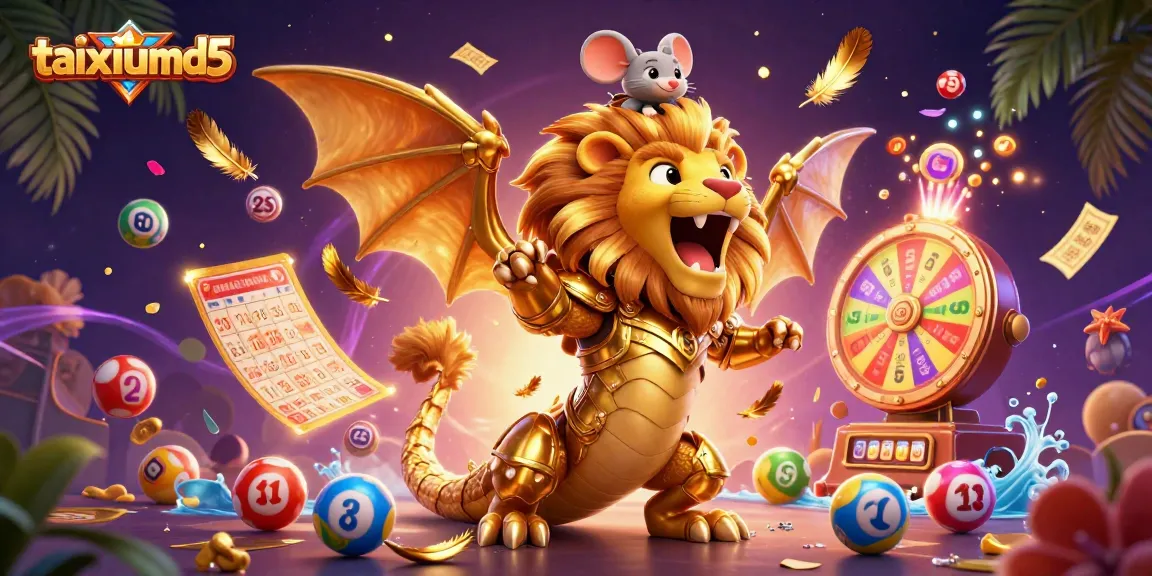 Experience thrilling gameplay with taixiumd5 as a chimera creature triumphantly showcases vibrant casino elements.