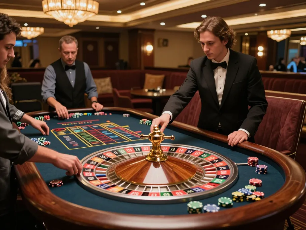 Engaged players at a roulette table within an upscale casino environment showcasing the excitement of https://mm88.blog/ gaming