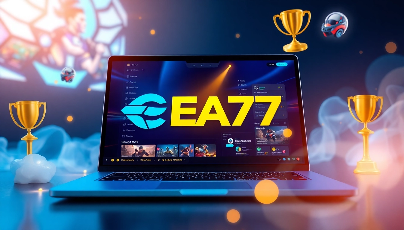 EA77 online gaming platform showcasing esports and vibrant interface.