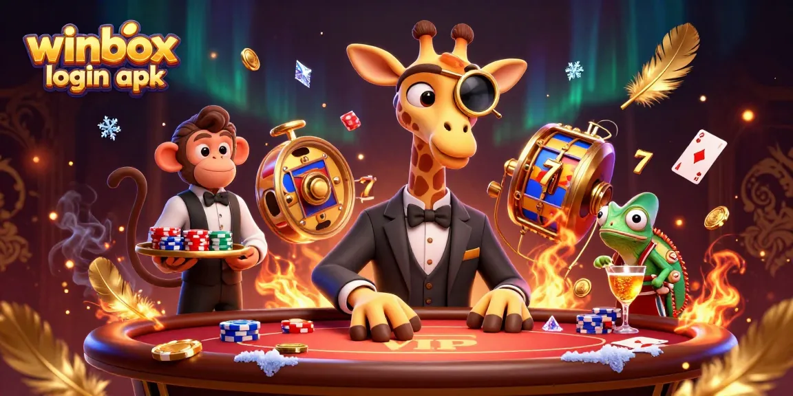 Engage with the winbox login apk showcasing a vibrant casino atmosphere with characters and dynamic game elements.