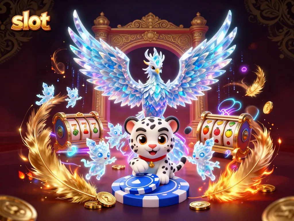 Slot yang menarik dengan karakter kartun es yang bersinar dan simbol permainan, memperlihatkan keseruan kasino.