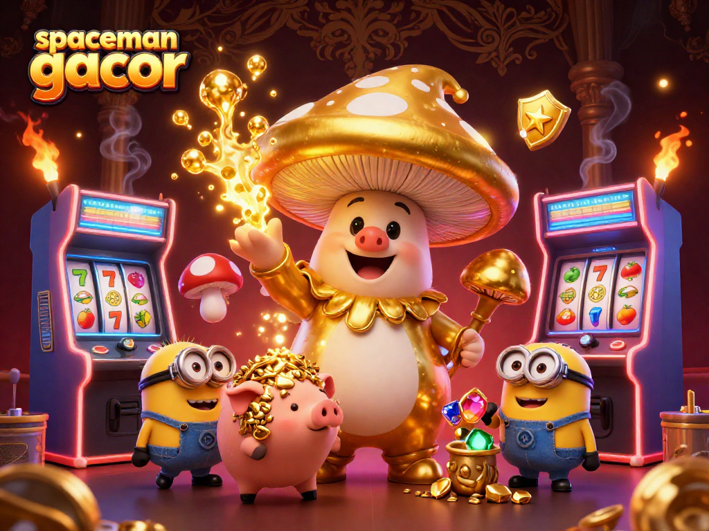 Engage in the excitement of spaceman gacor with our vivid 3D illustration of casino-themed magic and treasures.