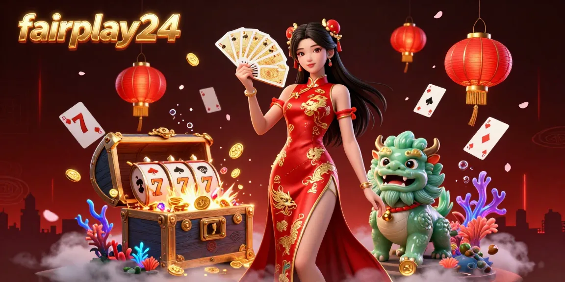 Experience the excitement of fairplay24 with a vibrant 3D illustration showcasing live casino elements and gaming action.