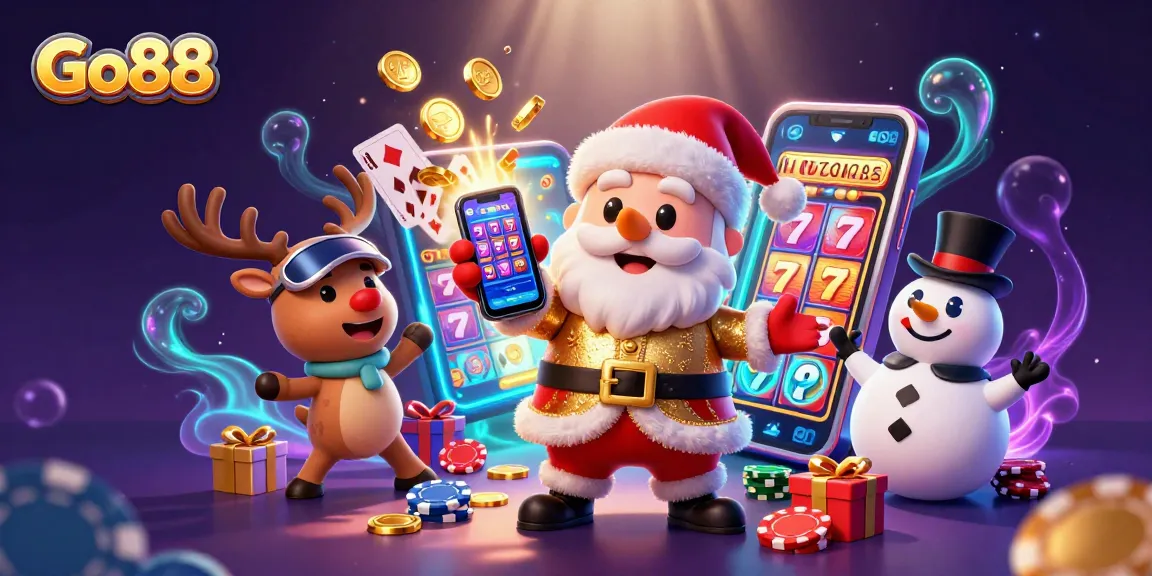 Experience the thrill of Go88 with Santa and friends celebrating big jackpots and games!