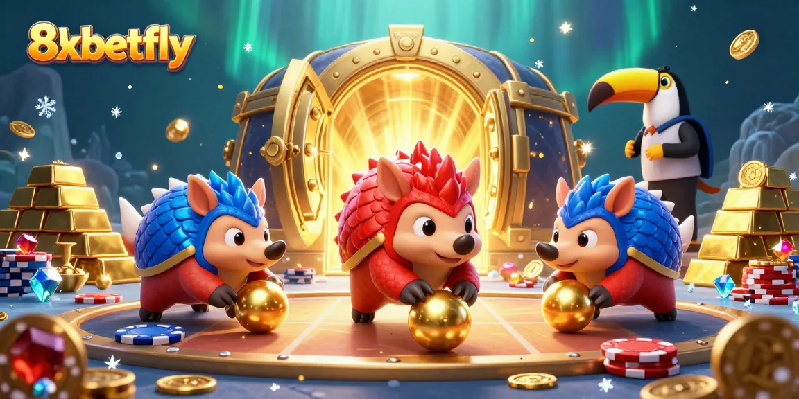 Join the excitement at 8xbetfly as rival pangolins leap into action amidst poker chips and golden treasures!