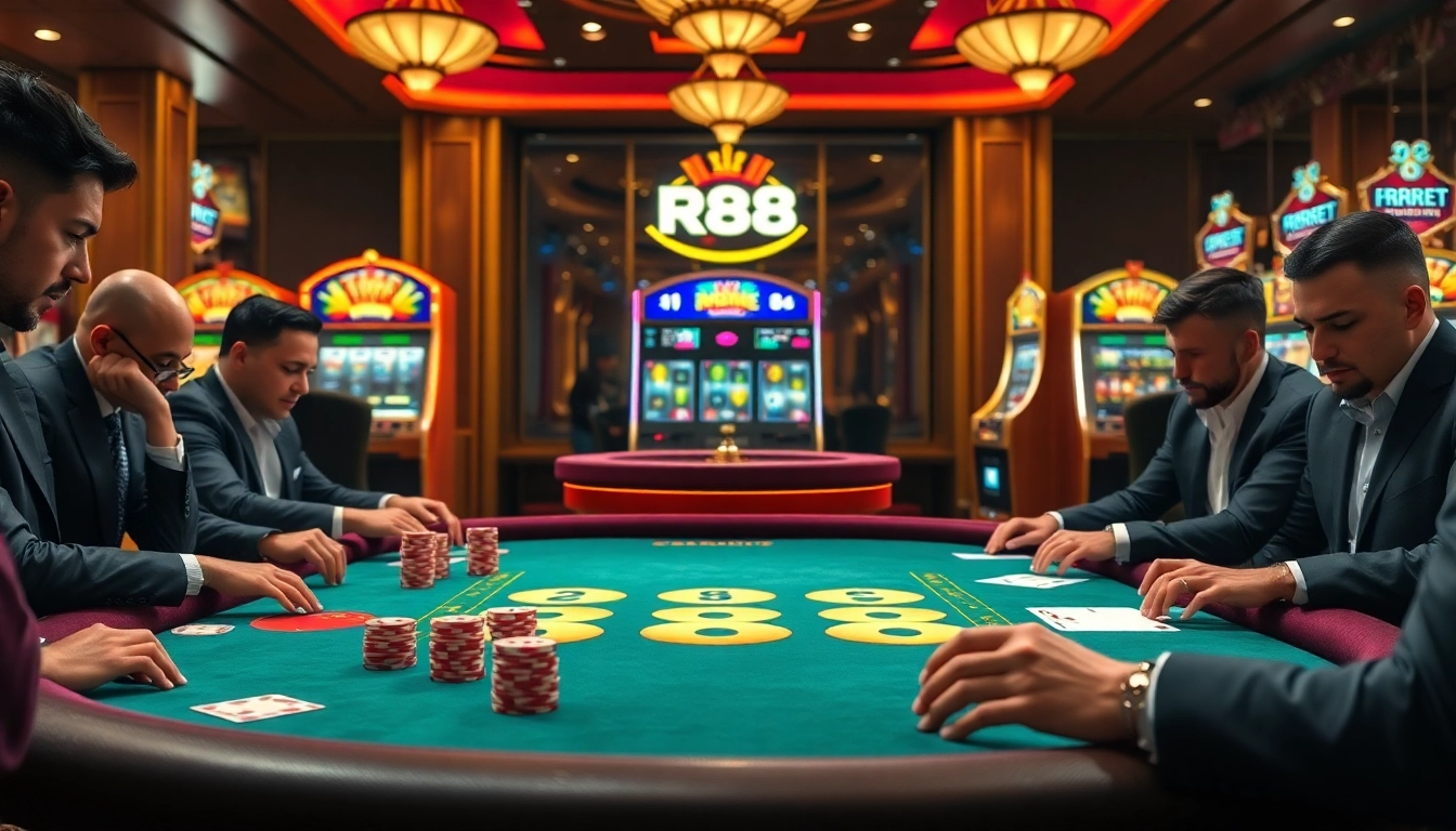 Experience the thrill at RR 88's vibrant casino table with poker chips and warm lighting.