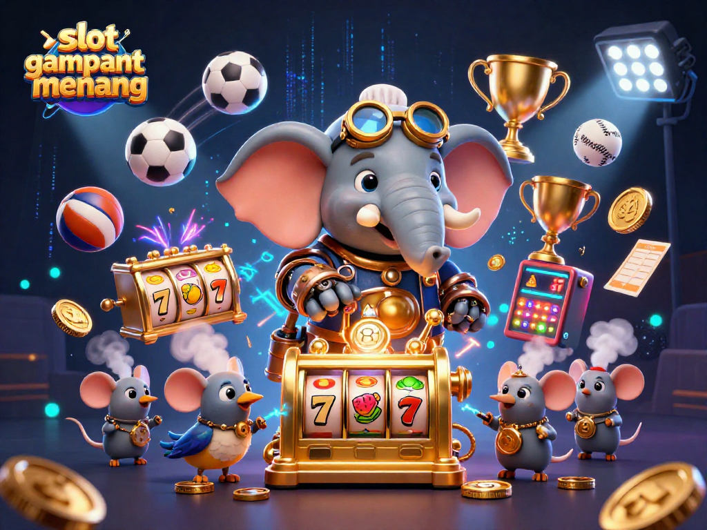 Experience the excitement of slot gacor gampang menang in this dynamic 3D illustration featuring slots and games.
