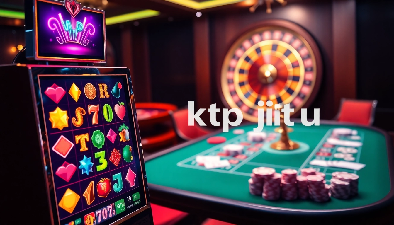 Experience exciting gameplay with ktp jitu at a premium online slot machine surrounded by casino elements.