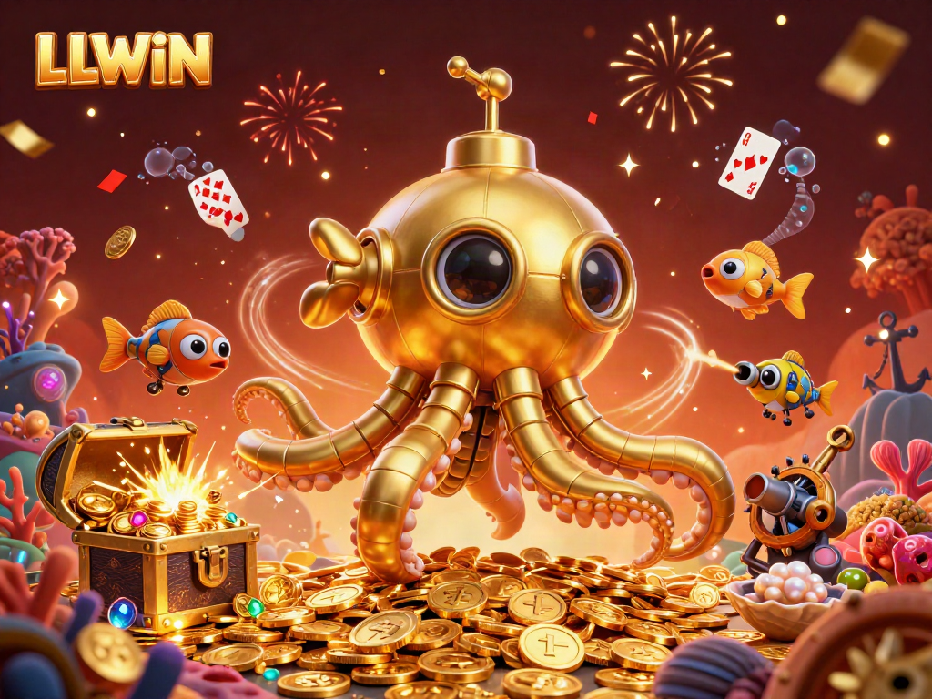 Experience thrilling wins with LLWIN in this vibrant underwater casino adventure scene.