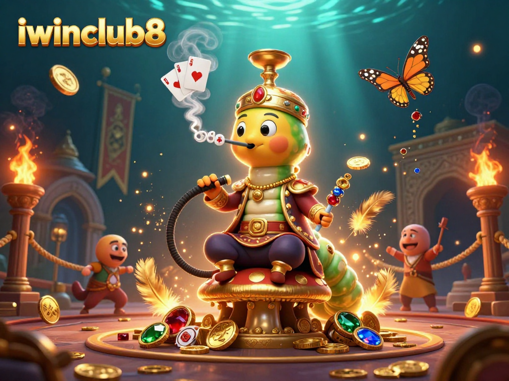 Experience the excitement of gambling with iwinclub8 in a vibrant, immersive 3D casino scene.