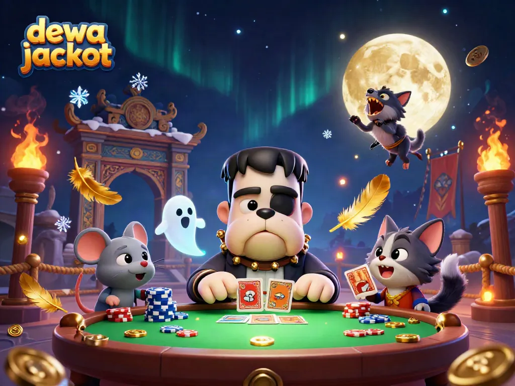 Menangkan Dewa Jackpot dengan permainan kasino menarik bersama karakter unik dalam ilustrasi 3D yang penuh aksi.