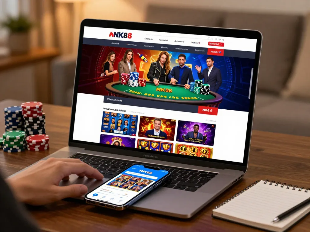 Navigating NK88 online casino with engaging gameplay and colorful chip stacks