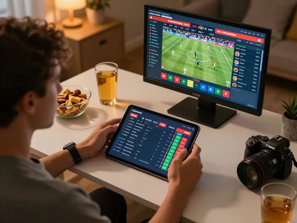 Engage in sports betting on trang cá cược bóng đá with live odds on tablet at comfortable home setup