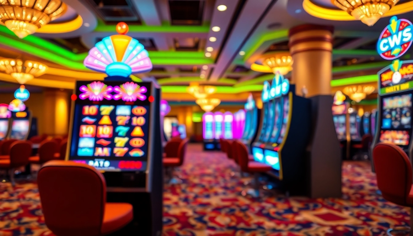 Menangkan Slot deposit 5000 di mesin slot mewah dengan lampu cerah dan simbol warna-warni.
