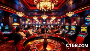 Experience thrilling bets at C168.COM with exciting roulette action in a vibrant casino.