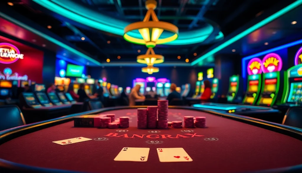 Engaging atmosphere of a Blackjack Casino with players at a vibrant table.