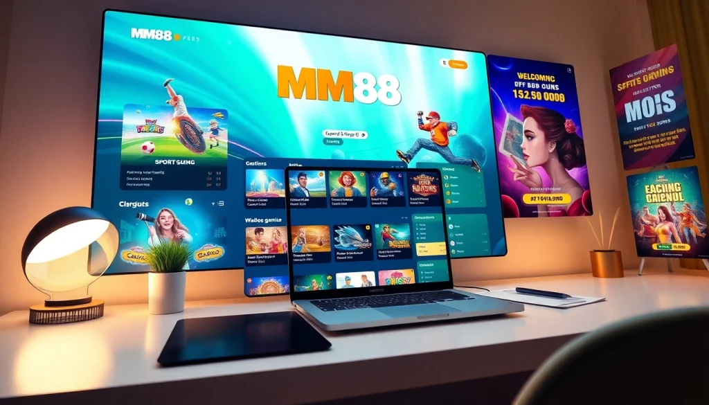 MM88 online gaming interface with vibrant games and promotions displayed