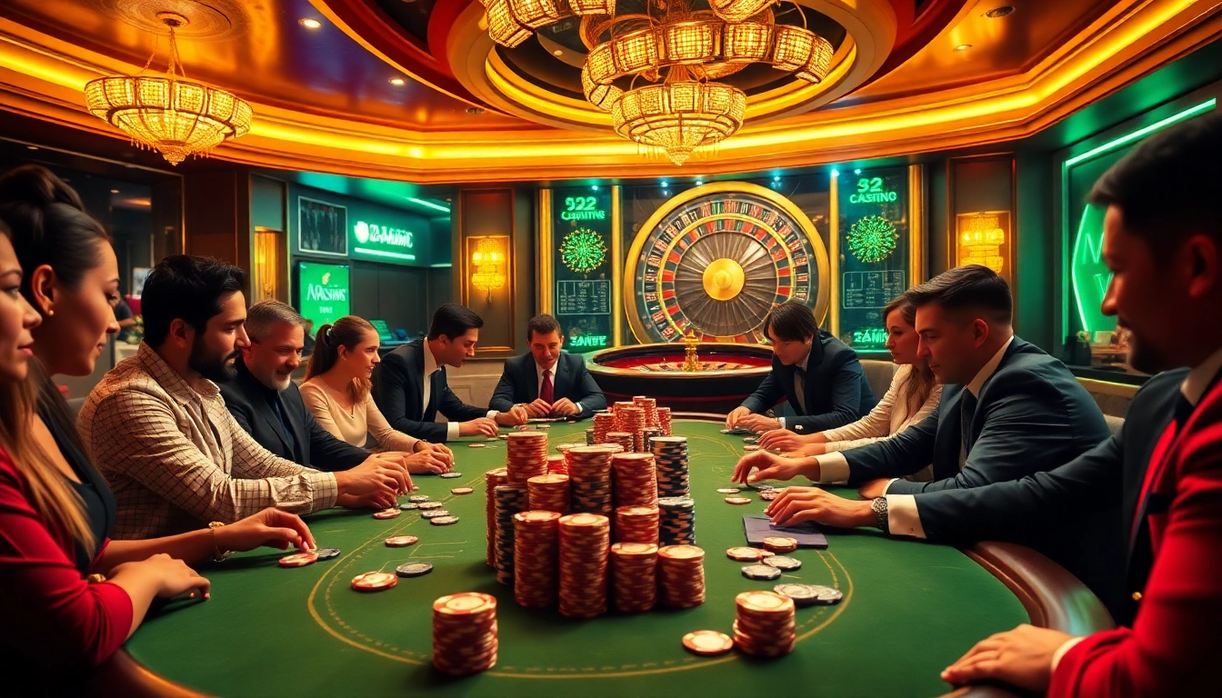 Experience high-stakes action at a luxurious casino table, featuring vibrant "32 win" poker chips.