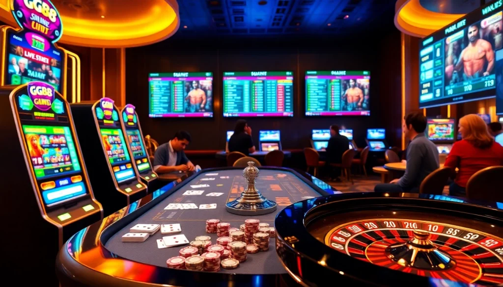 Experience excitement at GG88 with vibrant slots, poker chips, and immersive betting action.