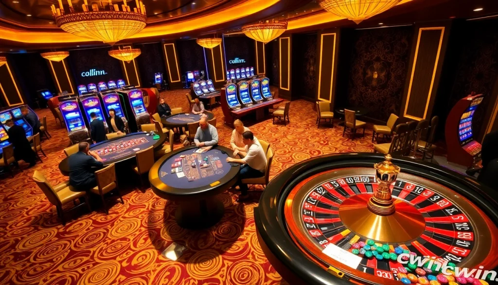 Players engaging at the blackjack table, showcasing cwin strategies in a luxurious casino setting.