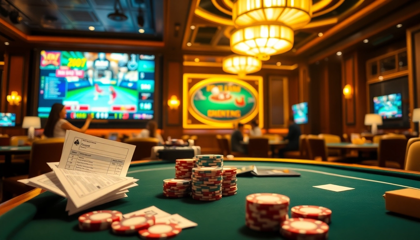 Gamblers enjoying Đá Gà BJ38 experience at a vibrant online casino.