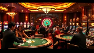 Experience the thrill of 98 win at vibrant poker tables in a luxurious casino scene.