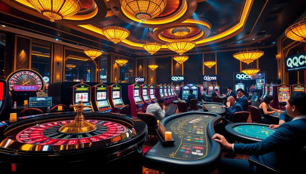 Experience the electrifying thrill of QQ88 casino with vibrant slot machines and thrilling card games.