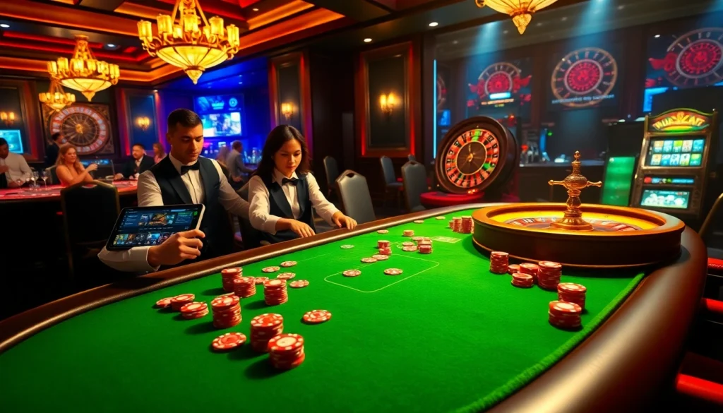Experience thrilling poker action with vibrant chips at https://l444.art/ showcasing a luxurious casino atmosphere.